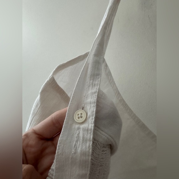 Aerie White Smocked Cotton Woven Corset Cropped Tank Top - Picture 5 of 7